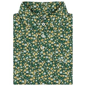 Rhoback The Yellow Jasmine - Floral Short-Sleeve Polo in Green and Yellow